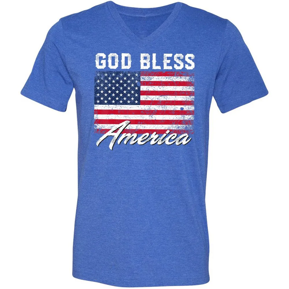 Unisex V-Neck T-Shirt - UFMRCDMY - Heather True Royal - 14