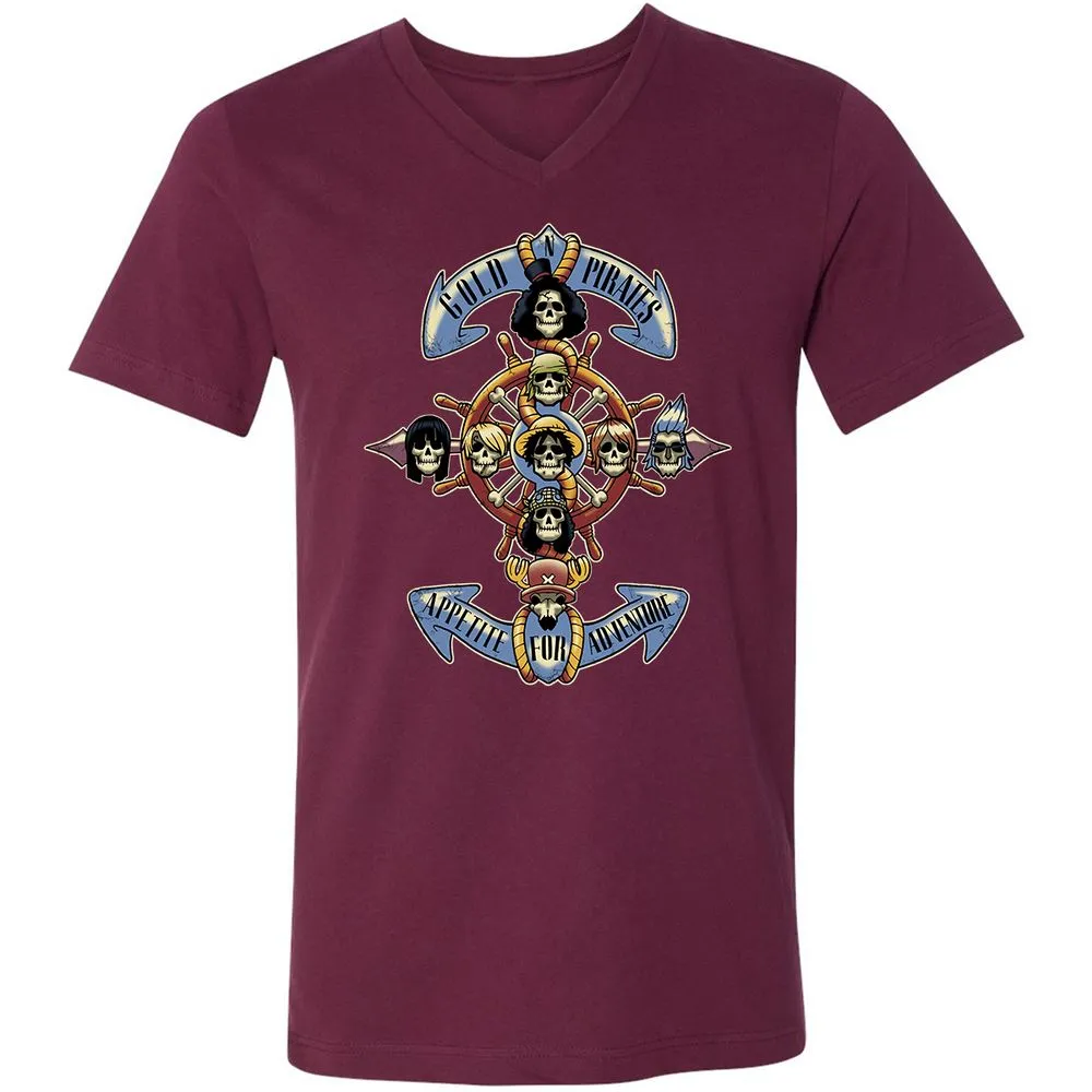 Unisex V-Neck T-Shirt - NPJ5LTPQ - Maroon - 6