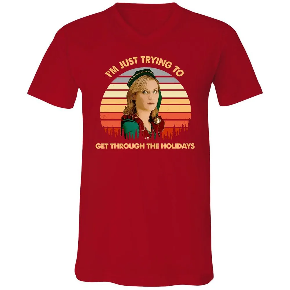 Unisex V-Neck T-Shirt - 12Y2E433 - Red - 3
