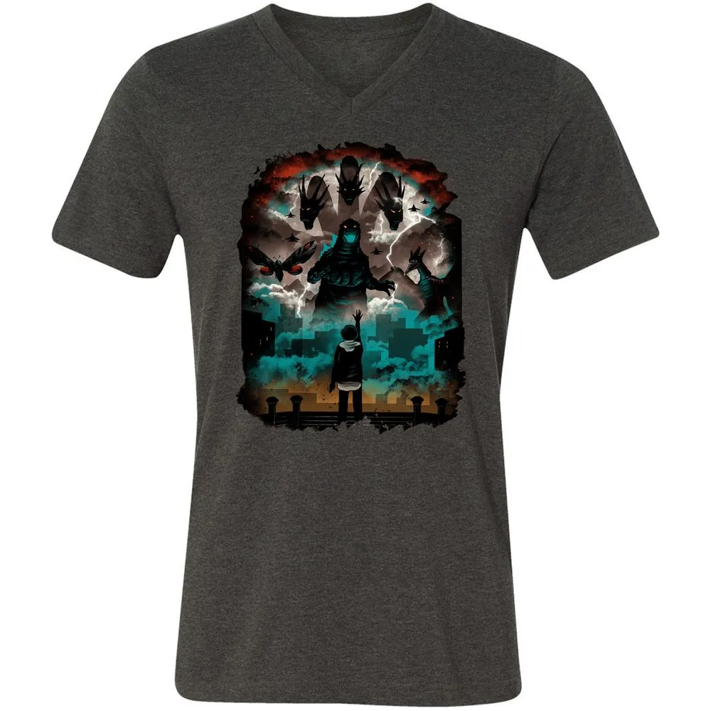 Unisex V-Neck T-Shirt - EYG1DP3Z - Dark Grey Heather - 8