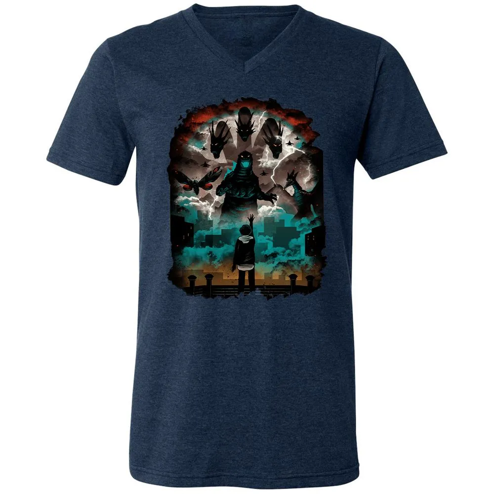 Unisex V-Neck T-Shirt - EYG1DP3Z - Heather Navy - 15