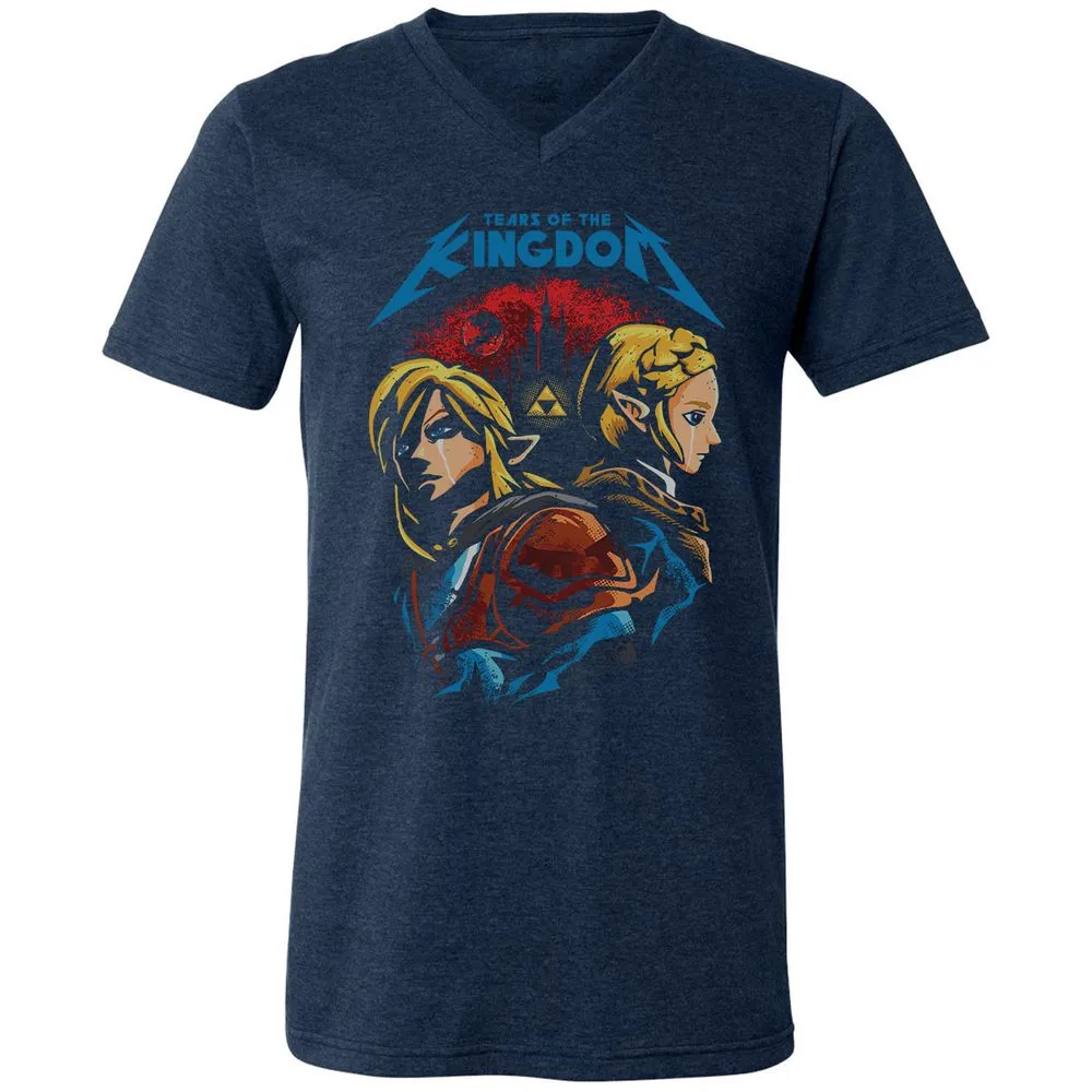 Unisex V-Neck T-Shirt - 9XS8C3AP - Heather Navy - 15