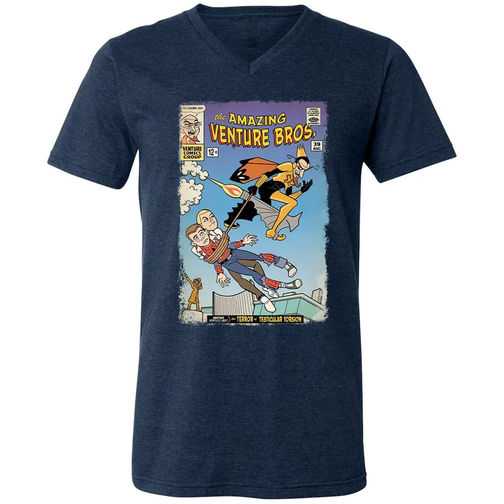Unisex V-Neck T-Shirt - DEQQB54C - Heather Navy - 15