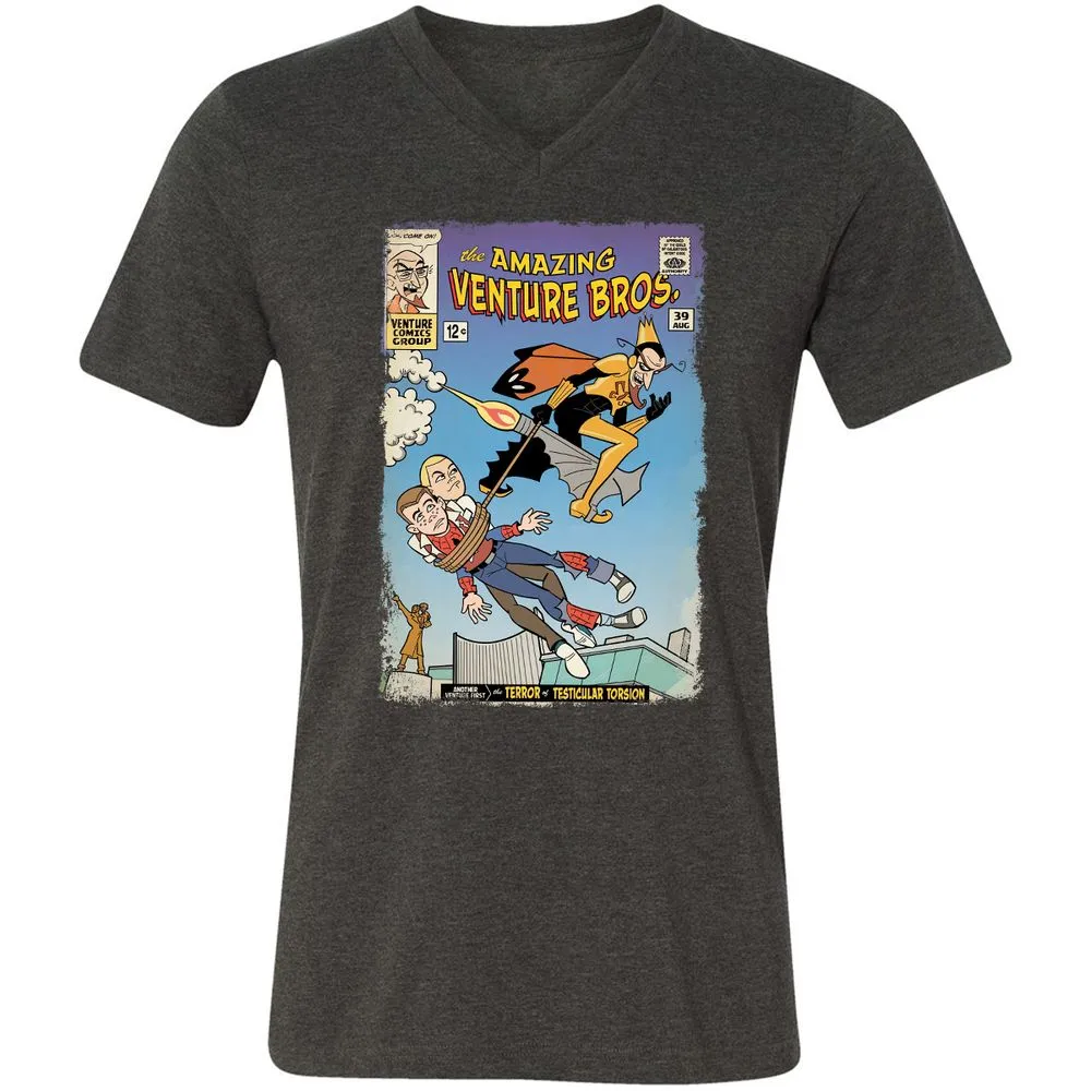 Unisex V-Neck T-Shirt - DEQQB54C - Dark Grey Heather - 8