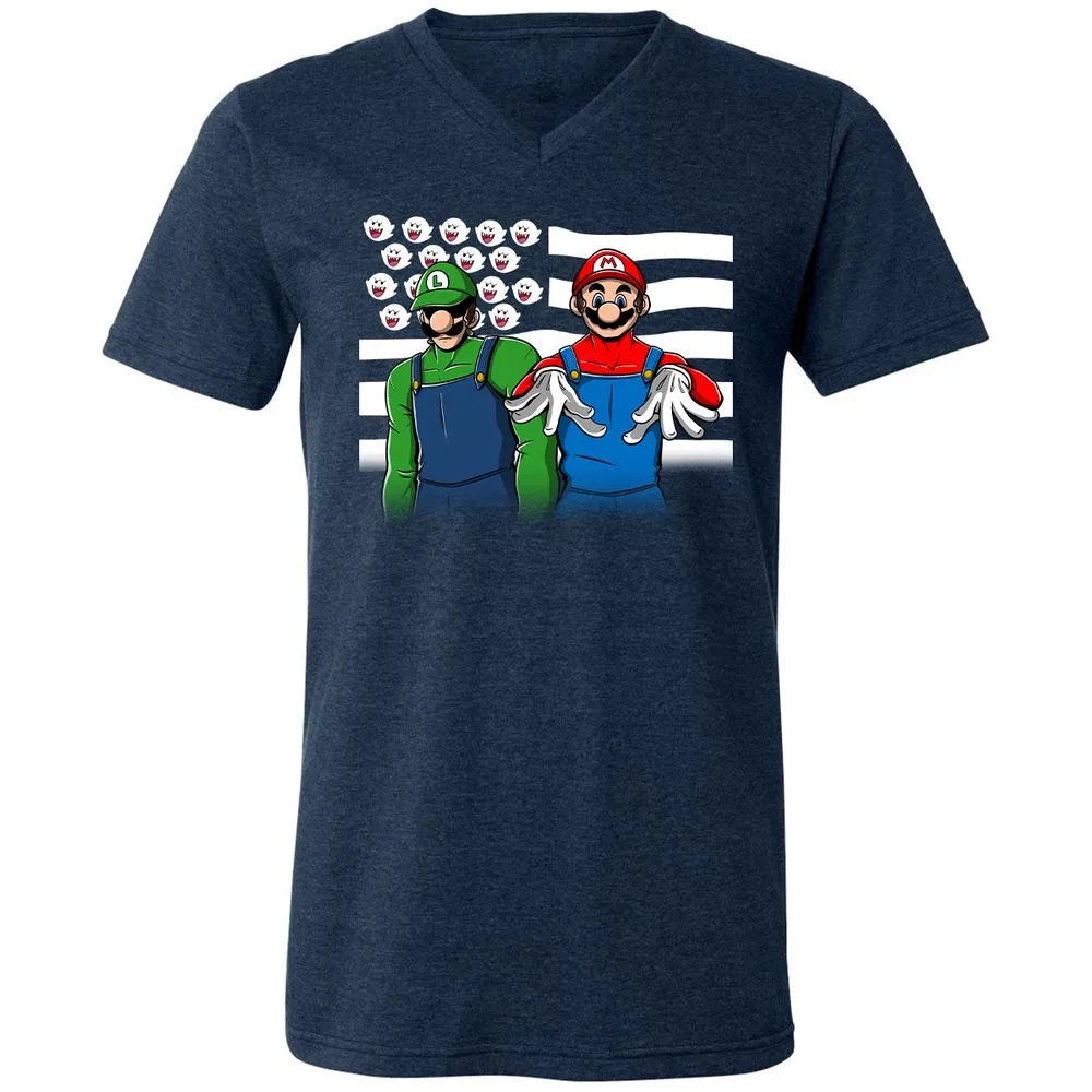 Unisex V-Neck T-Shirt - MG5DRRDX - Heather Navy - 15