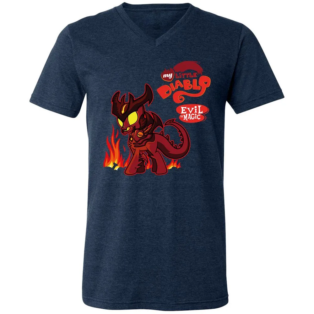 Unisex V-Neck T-Shirt - VJXU4L57 - Heather Navy - 15