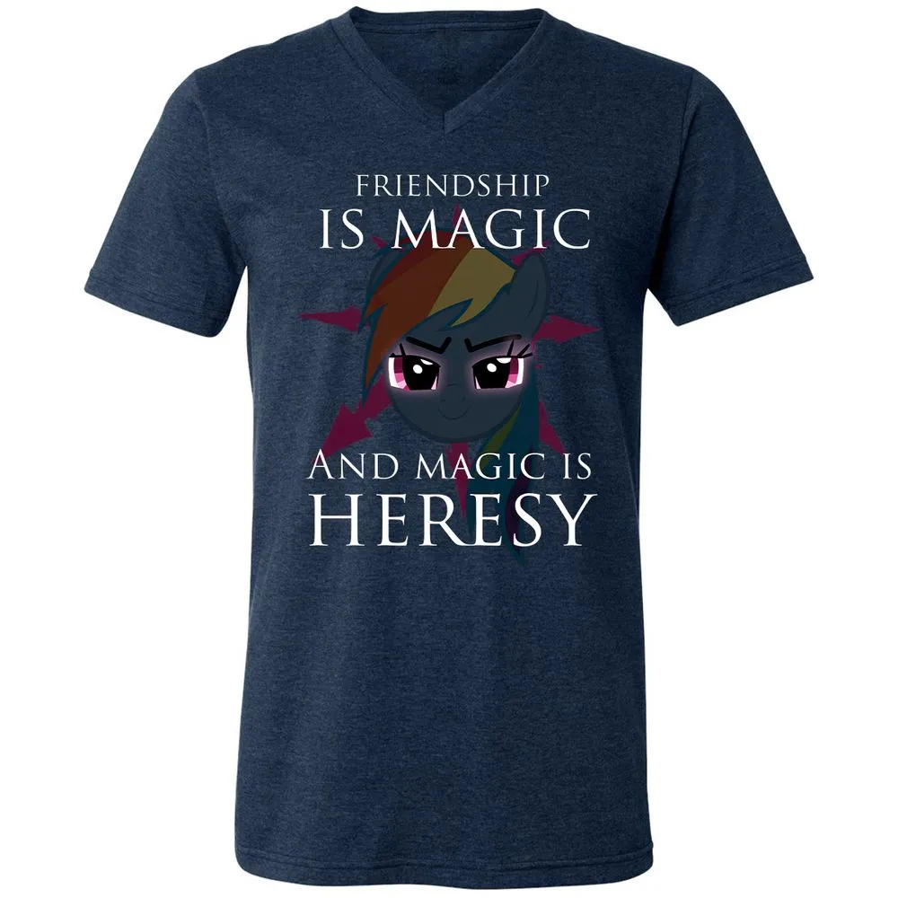 Unisex V-Neck T-Shirt - SSN4KZWX - Heather Navy - 15