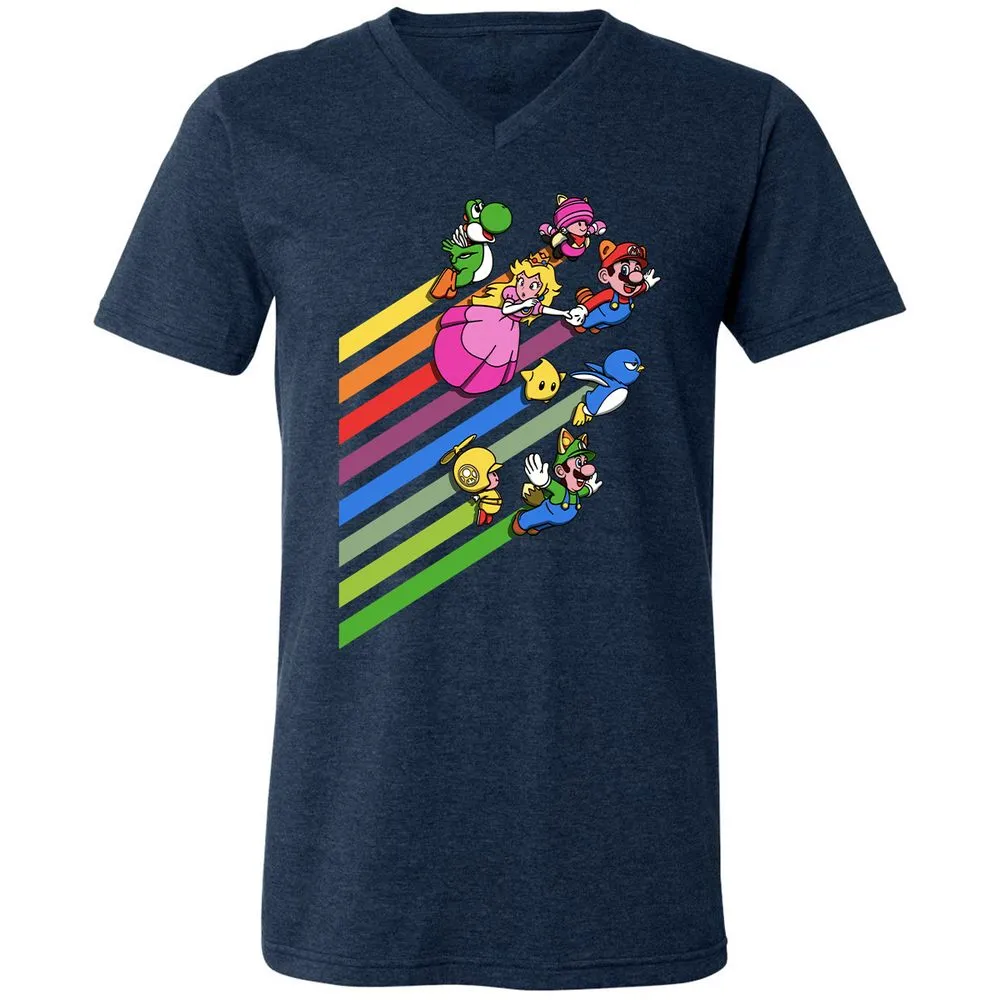 Unisex V-Neck T-Shirt - 87BABBB8 - Heather Navy - 15