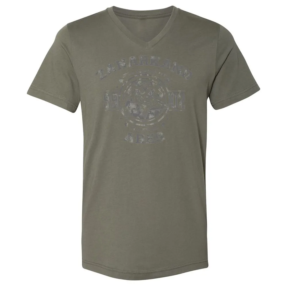 Unisex V-Neck T-Shirt - KBQXRZTL - Military Green - 10