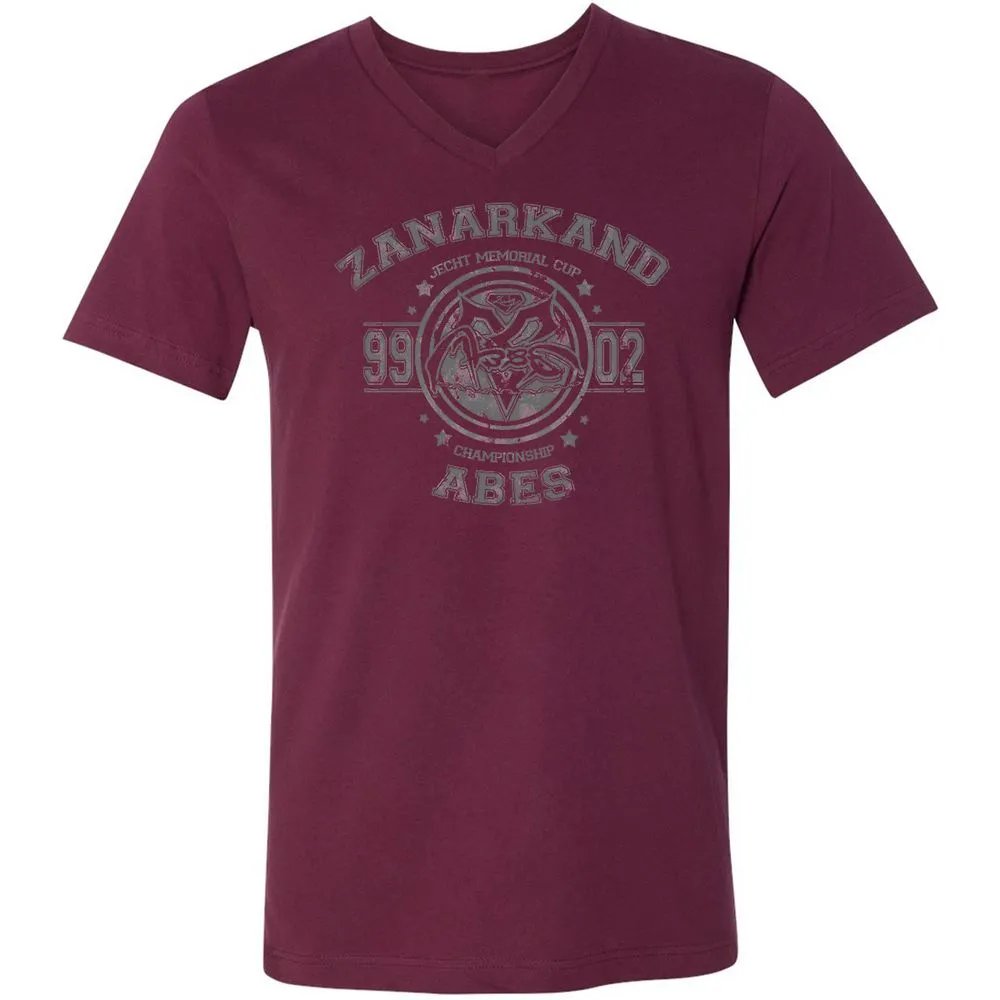 Unisex V-Neck T-Shirt - KBQXRZTL - Maroon - 6