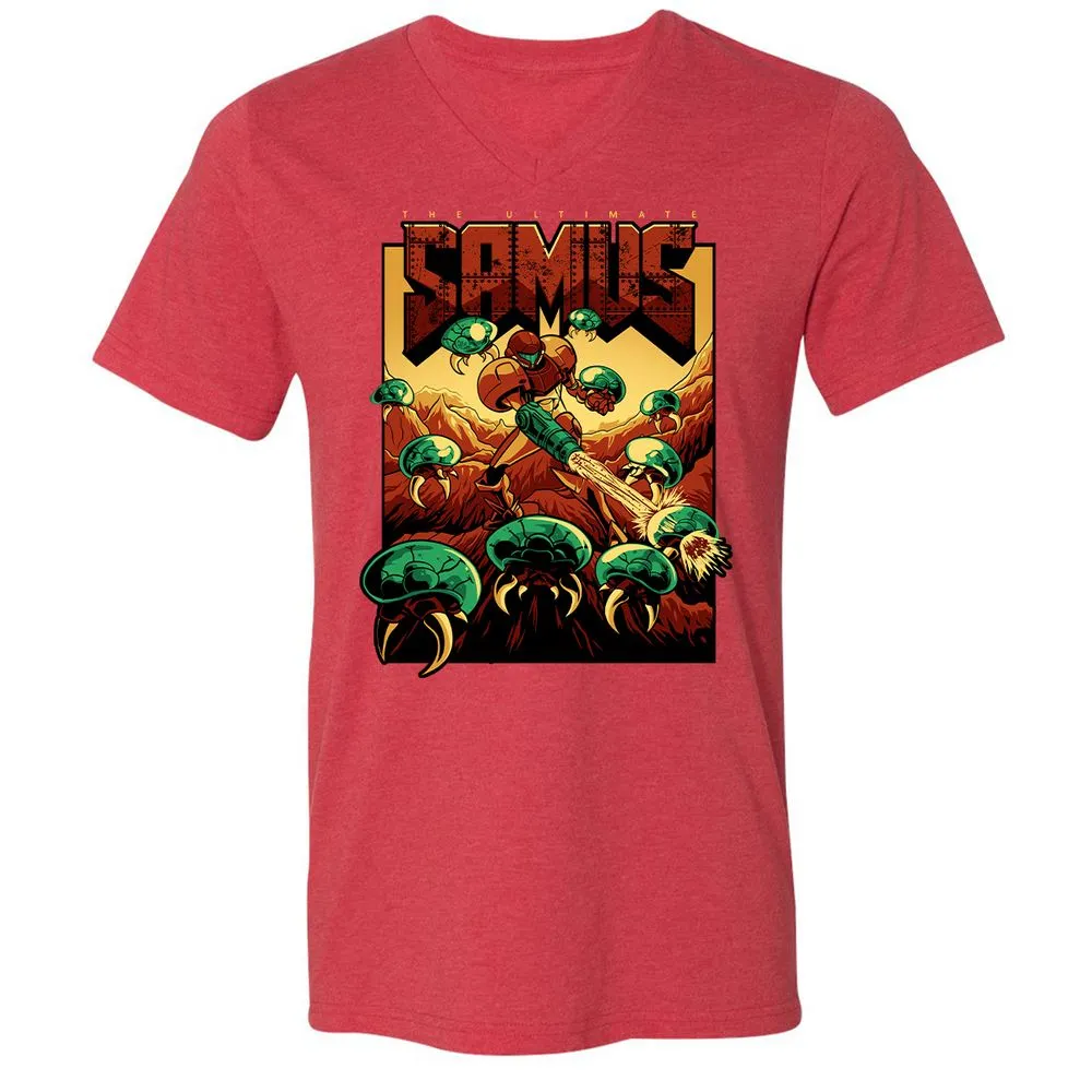 Unisex V-Neck T-Shirt - JVU5ALND - Heather Red - 16