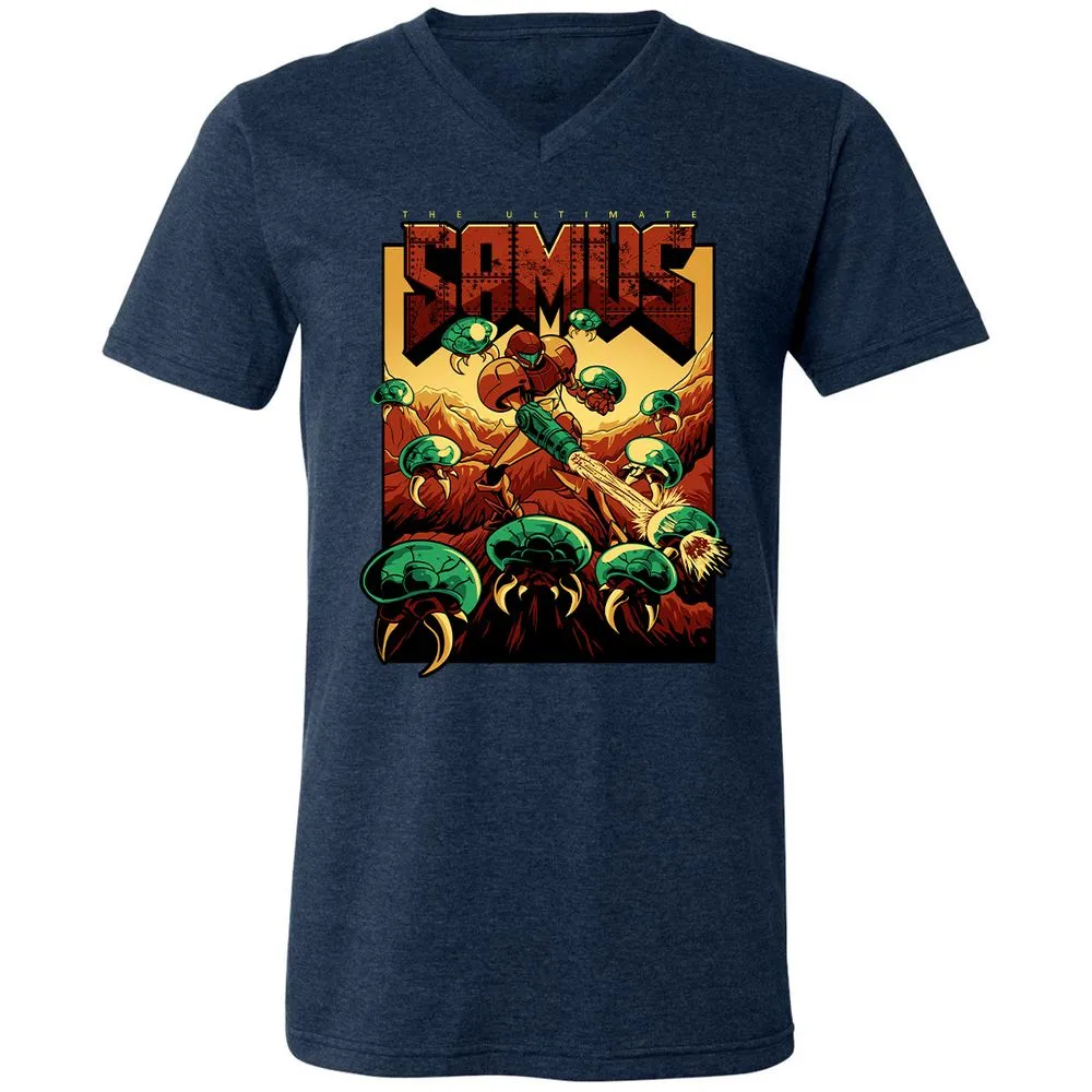 Unisex V-Neck T-Shirt - JVU5ALND - Heather Navy - 15