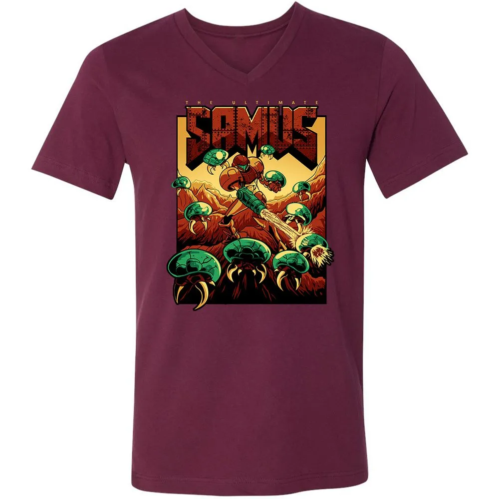 Unisex V-Neck T-Shirt - JVU5ALND - Maroon - 6