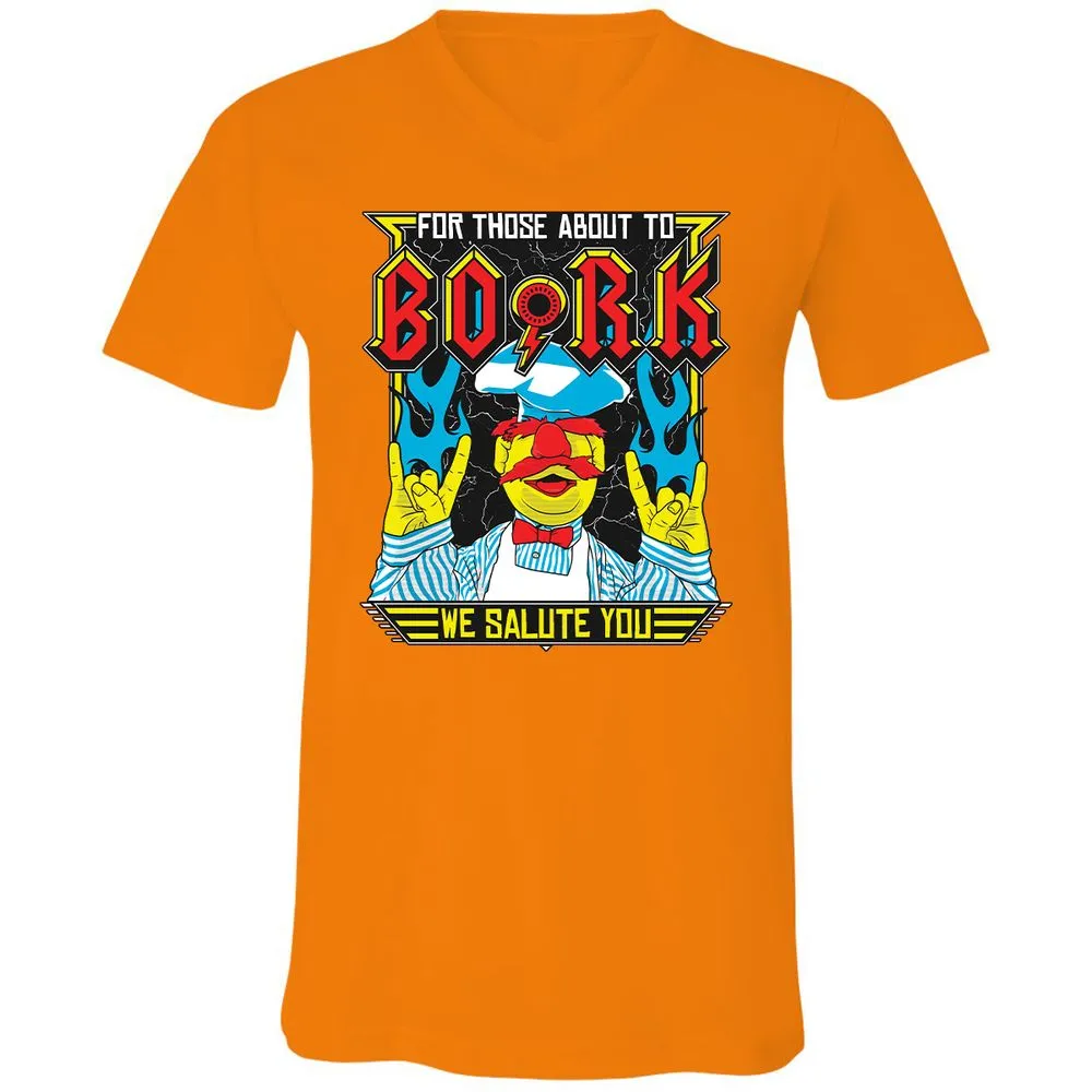 Unisex V-Neck T-Shirt - ZC5LX4QM - Orange - 11
