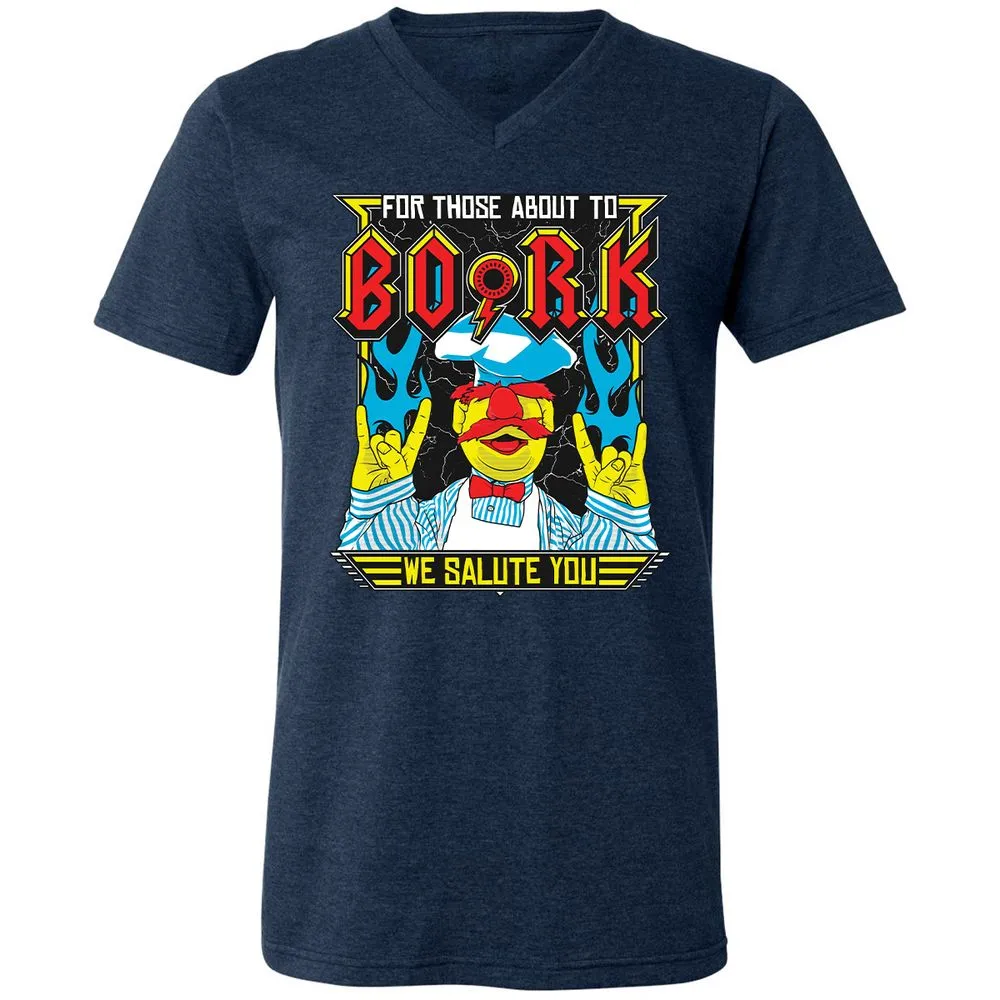 Unisex V-Neck T-Shirt - ZC5LX4QM - Heather Navy - 15