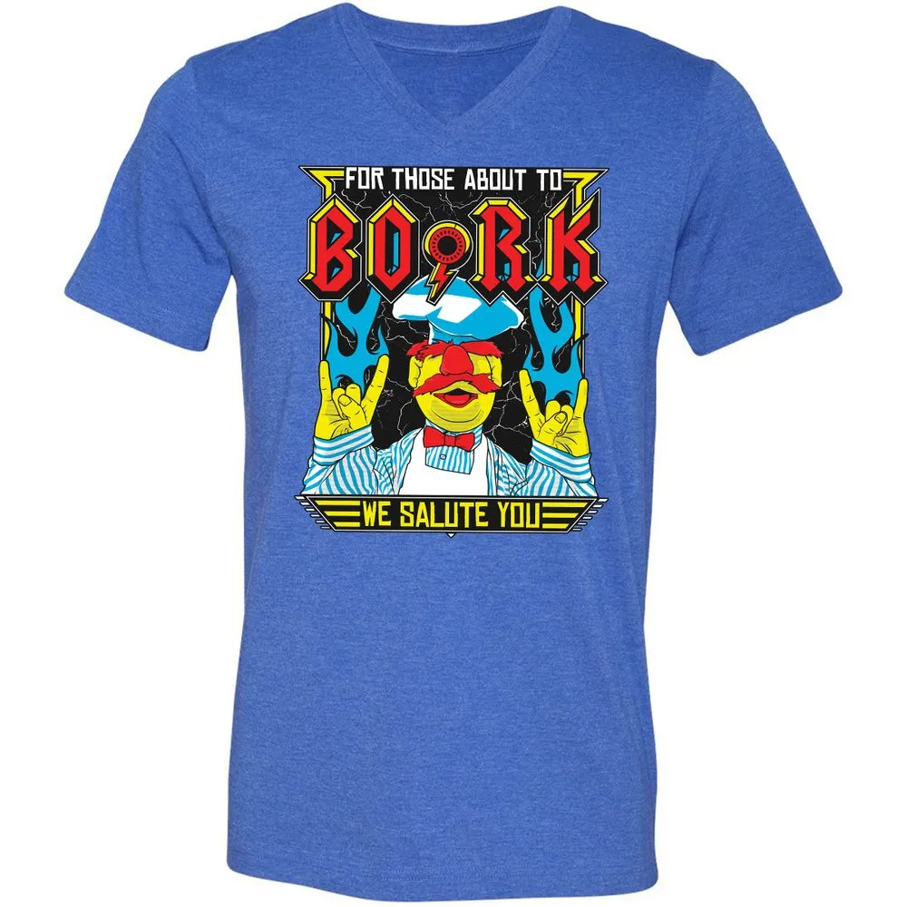 Unisex V-Neck T-Shirt - ZC5LX4QM - Heather True Royal - 14