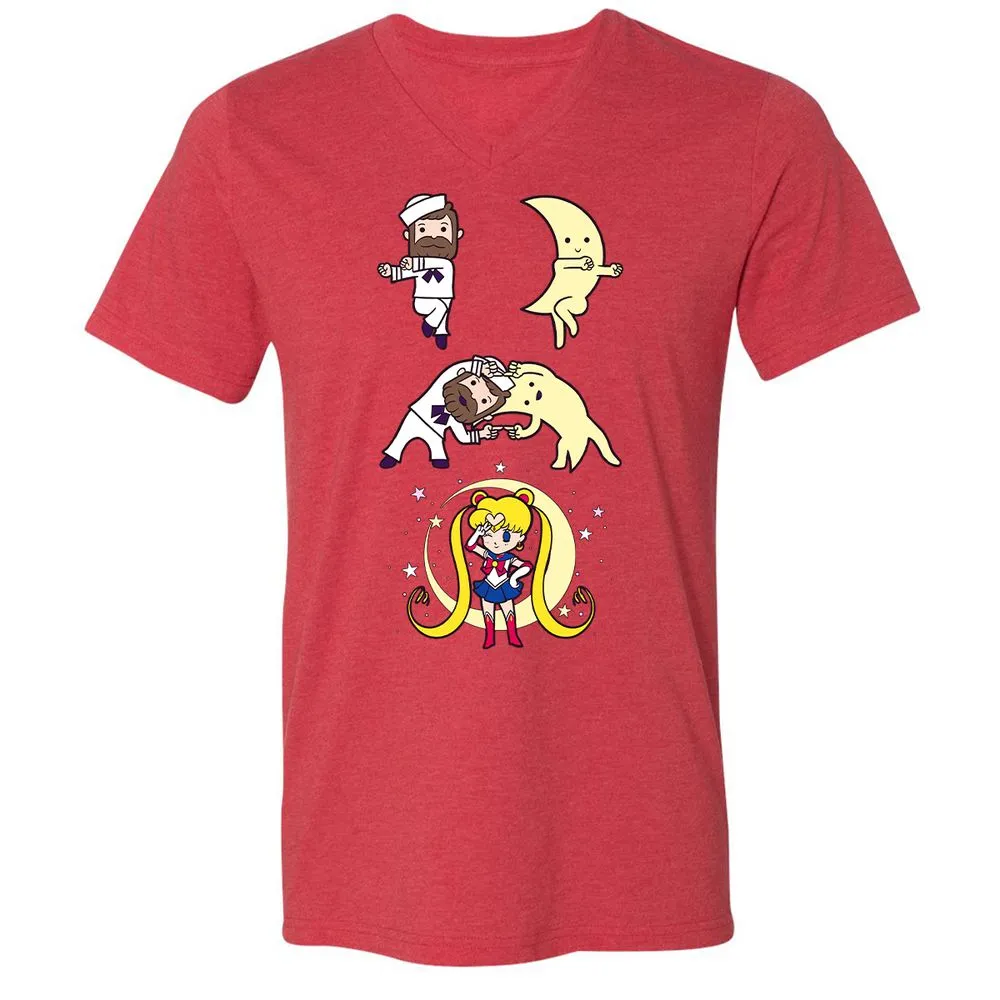 Unisex V-Neck T-Shirt - 495YZQVL - Heather Red - 16