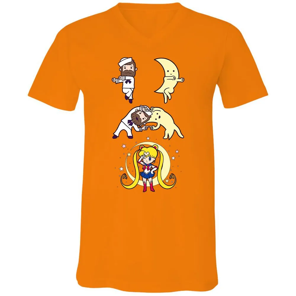 Unisex V-Neck T-Shirt - 495YZQVL - Orange - 11