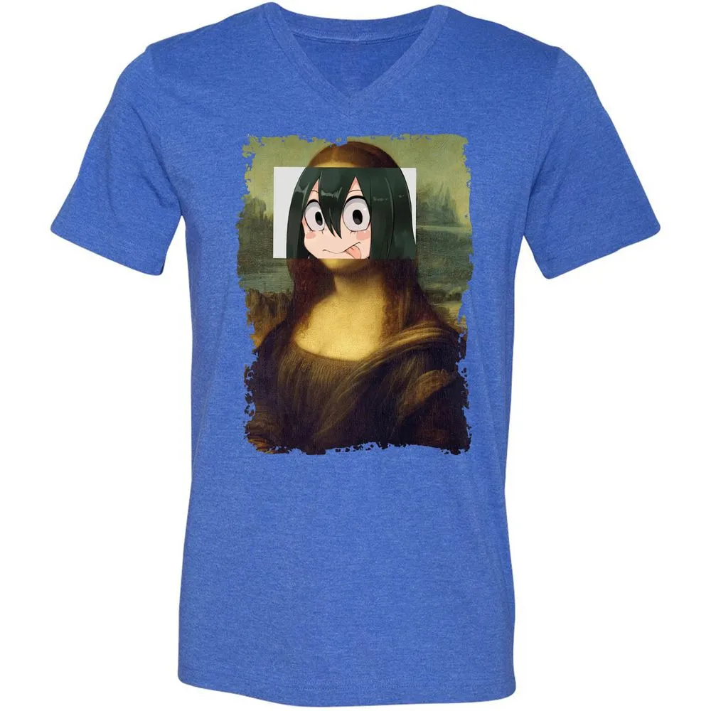 Unisex V-Neck T-Shirt - YEZH46UH - Heather True Royal - 14