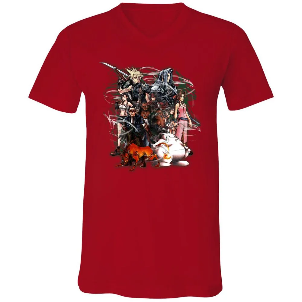 Unisex V-Neck T-Shirt - T1B15JH7 - Red - 3