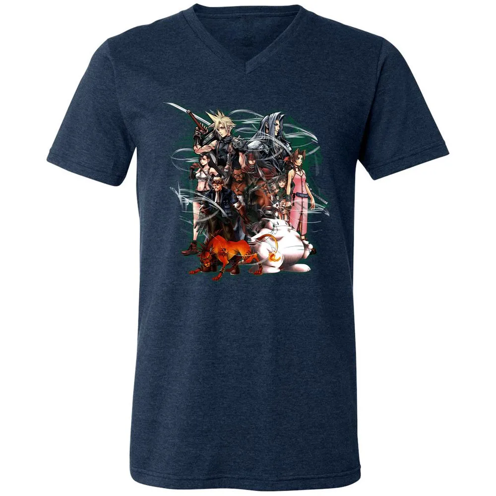 Unisex V-Neck T-Shirt - T1B15JH7 - Heather Navy - 15