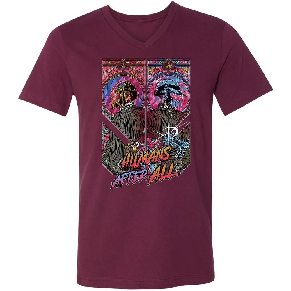 Unisex V-Neck T-Shirt - RLL1YKYK - Maroon - 6