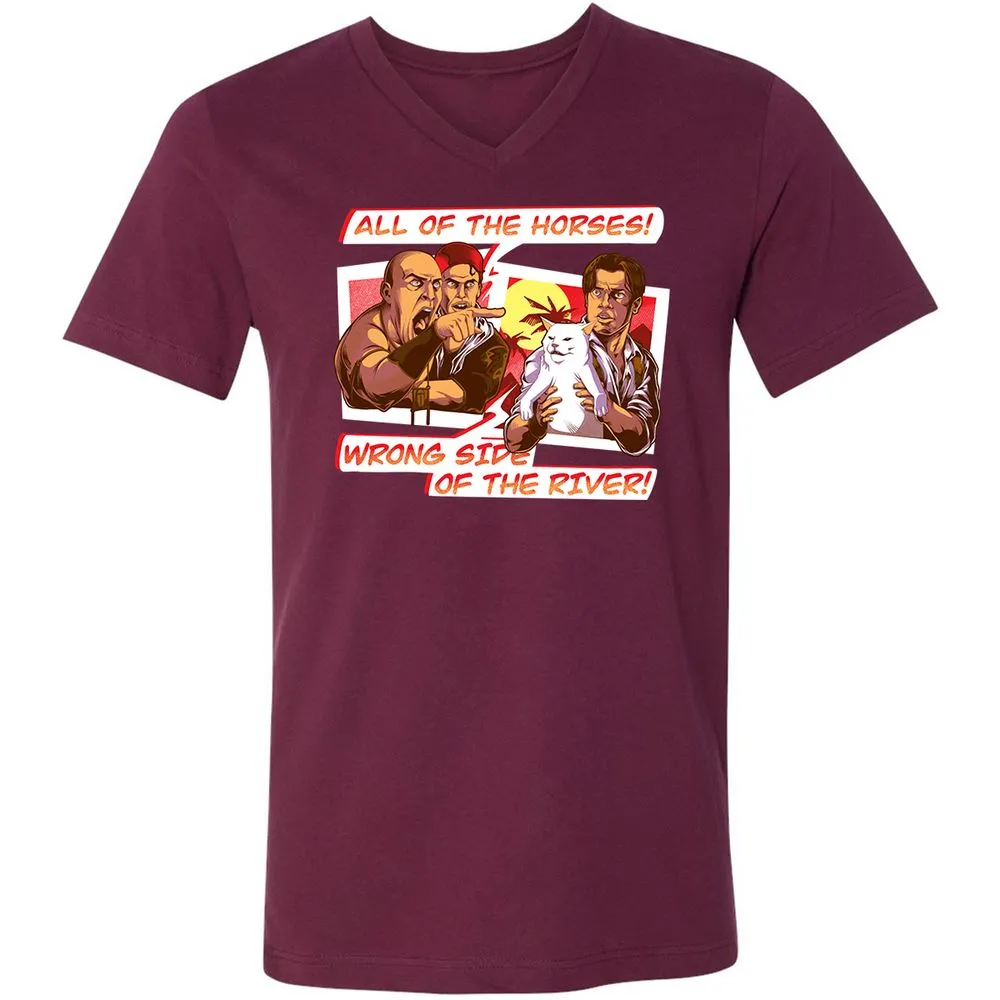 Unisex V-Neck T-Shirt - AZ8CQ8NF - Maroon - 6