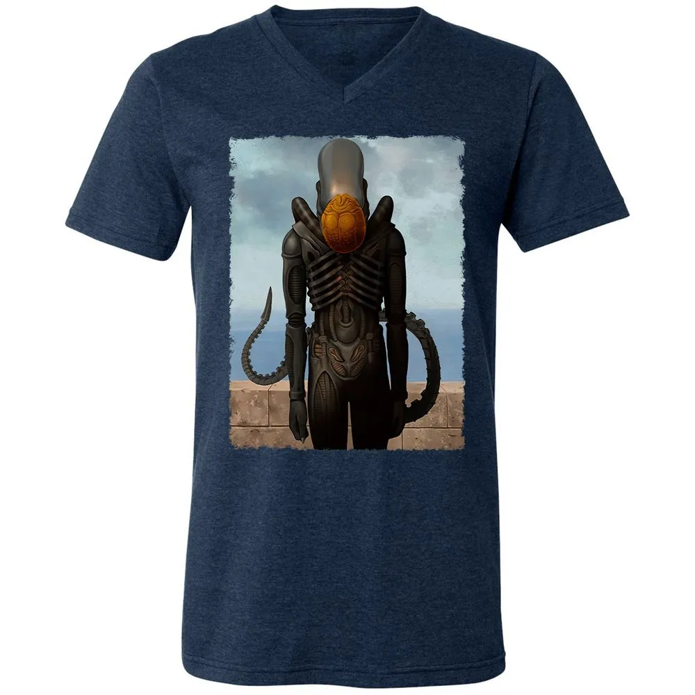 Unisex V-Neck T-Shirt - 46B89TEU - Heather Navy - 15