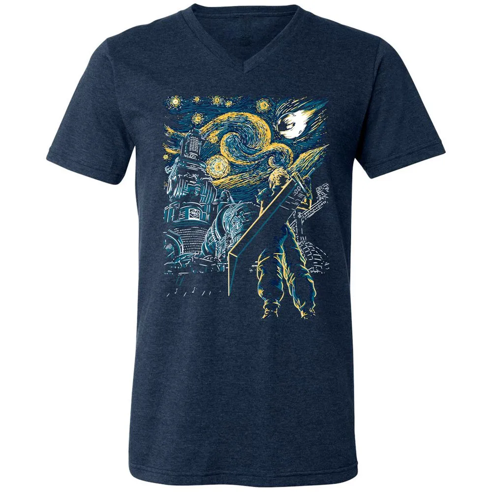 Unisex V-Neck T-Shirt - KHKSH84N - Heather Navy - 15