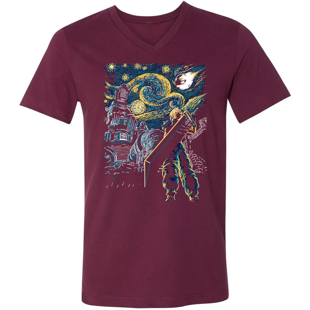 Unisex V-Neck T-Shirt - KHKSH84N - Maroon - 6