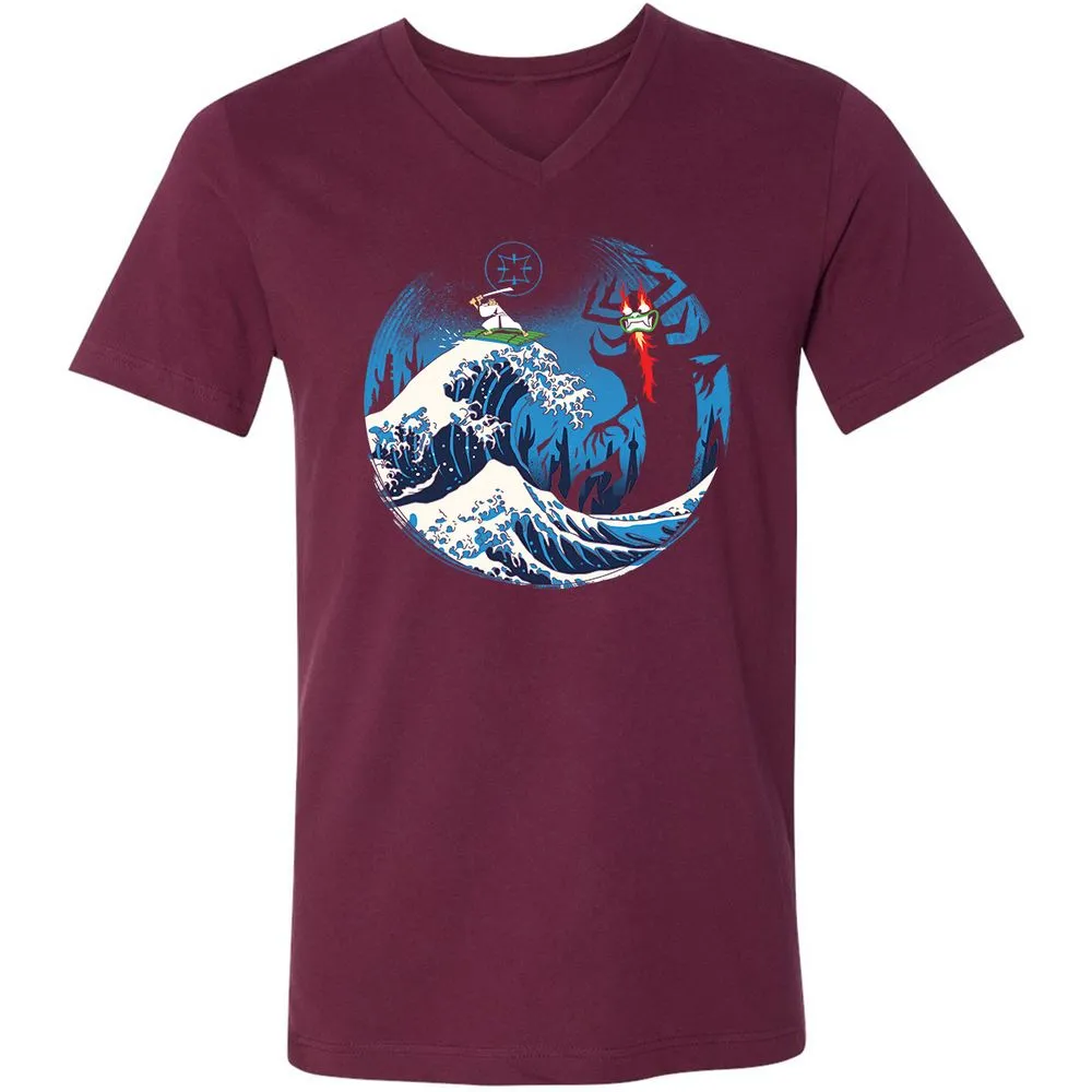 Unisex V-Neck T-Shirt - 4GNP7PWM - Maroon - 6