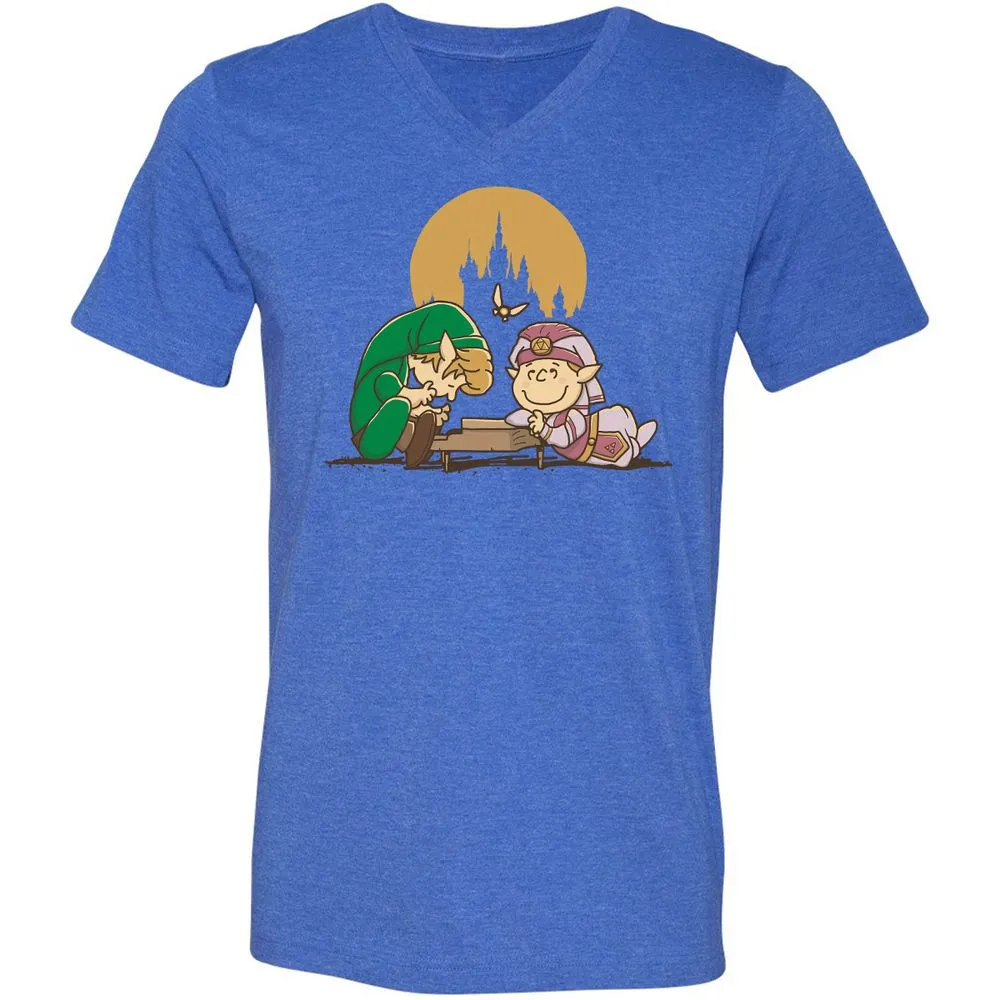 Unisex V-Neck T-Shirt - H357B76V - Heather True Royal - 14