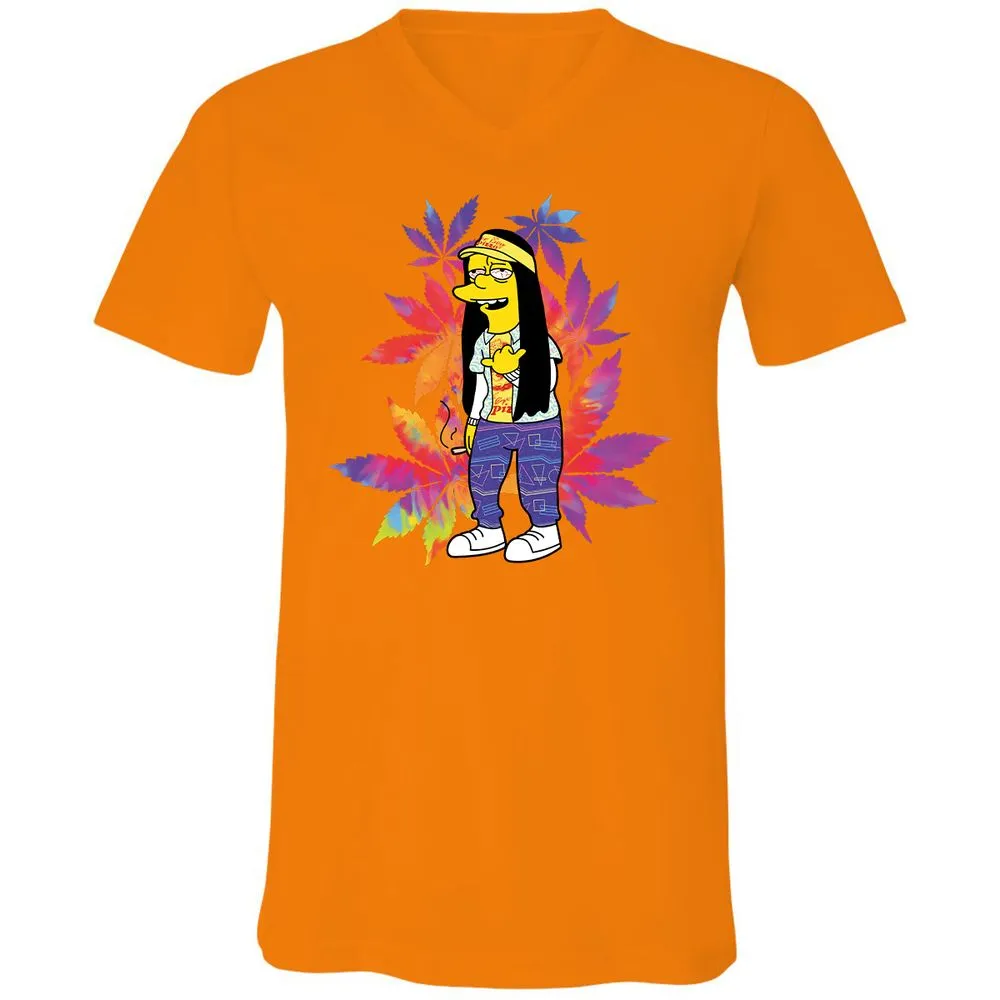 Unisex V-Neck T-Shirt - Z6S3TX8D - Orange - 11
