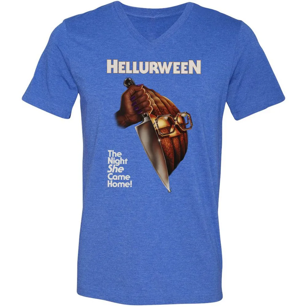 Unisex V-Neck T-Shirt - DZZT4R4M - Heather True Royal - 14
