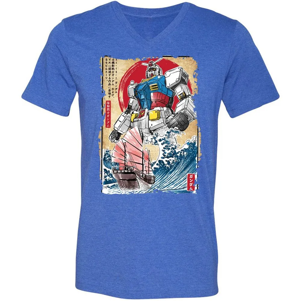 Unisex V-Neck T-Shirt - DMSZZYLK - Heather True Royal - 14