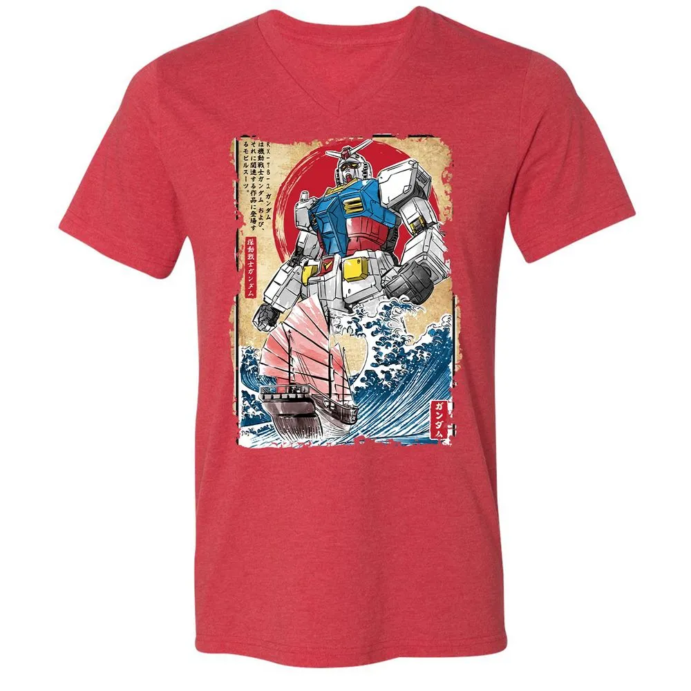Unisex V-Neck T-Shirt - DMSZZYLK - Heather Red - 16