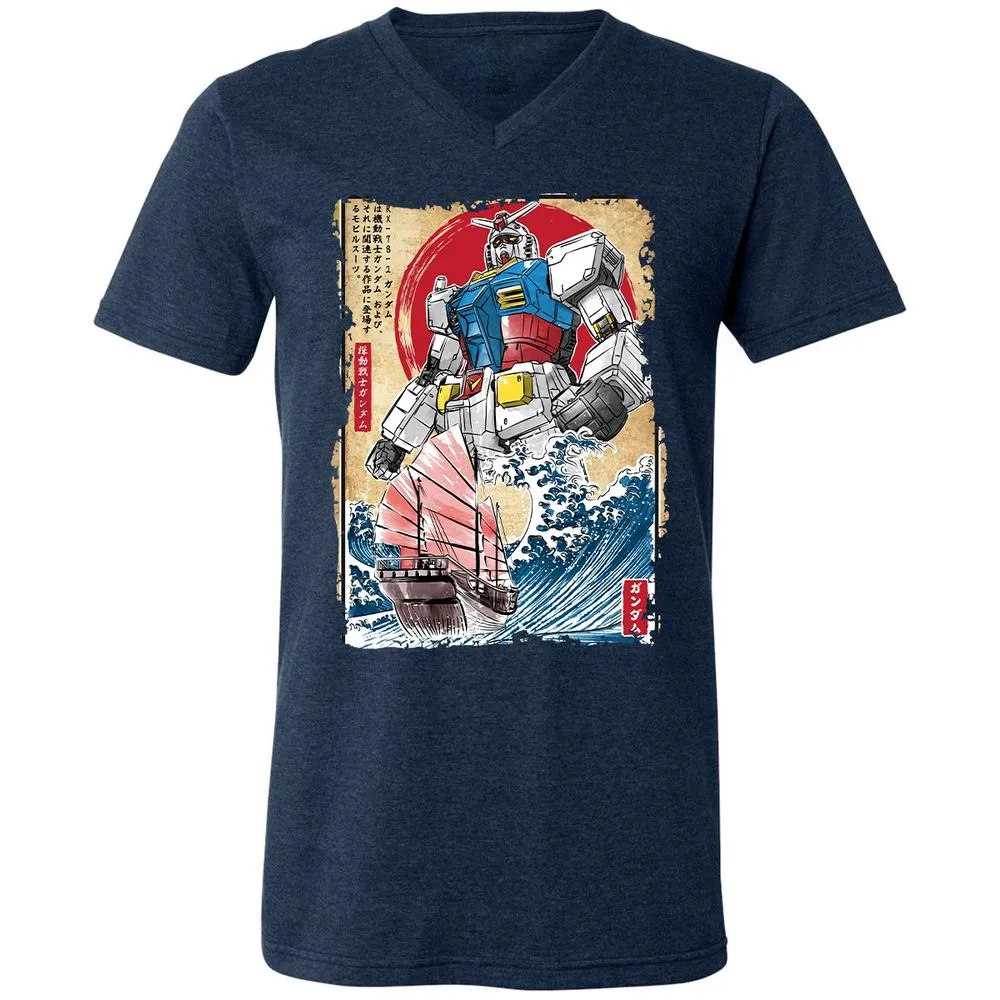 Unisex V-Neck T-Shirt - DMSZZYLK - Heather Navy - 15