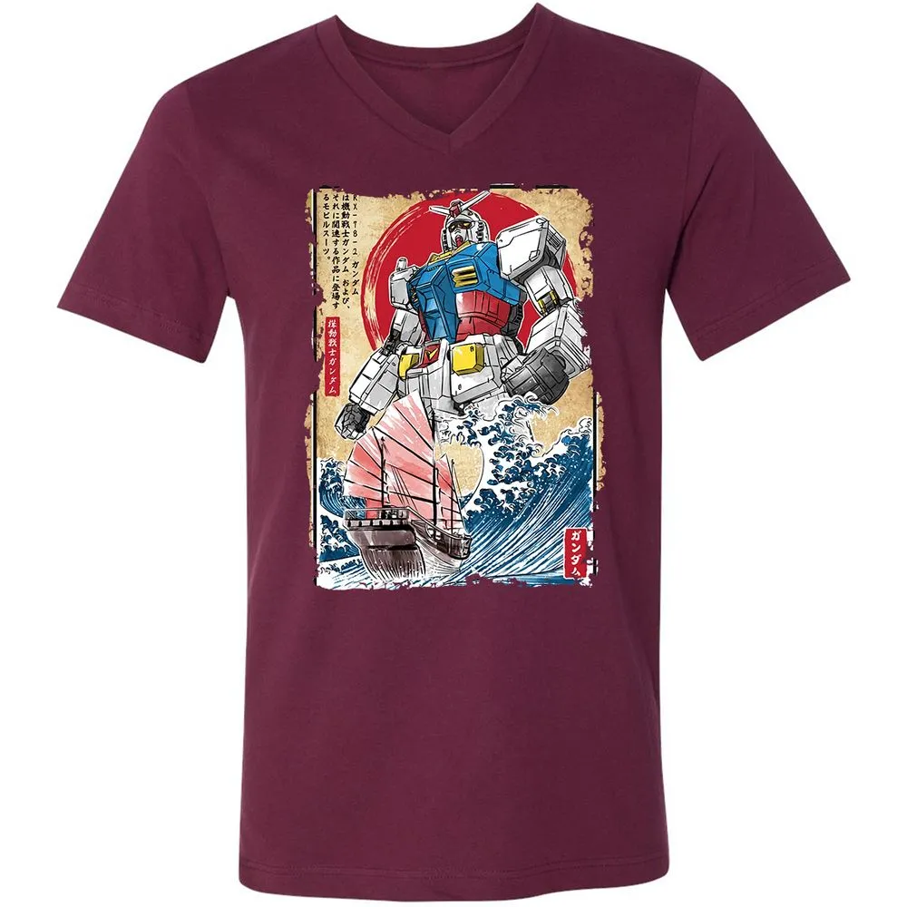 Unisex V-Neck T-Shirt - DMSZZYLK - Maroon - 6