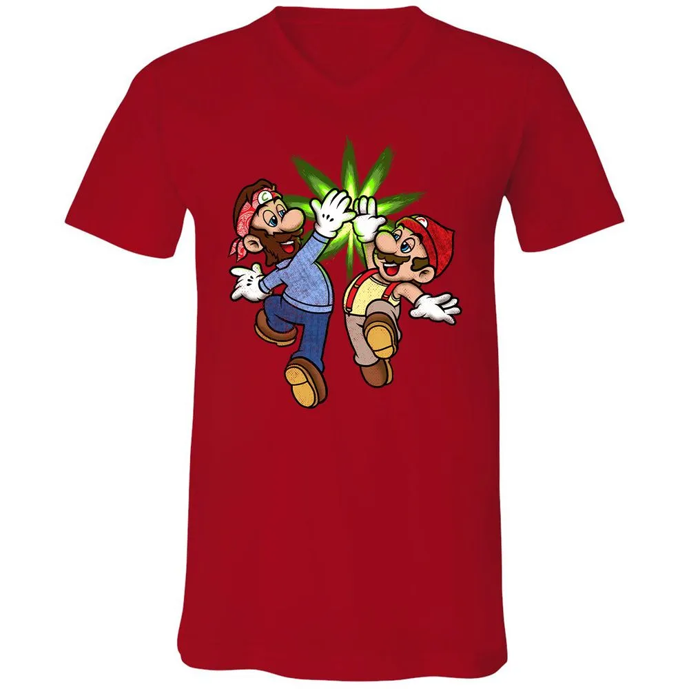 Unisex V-Neck T-Shirt - HKUP1CQE - Red - 3