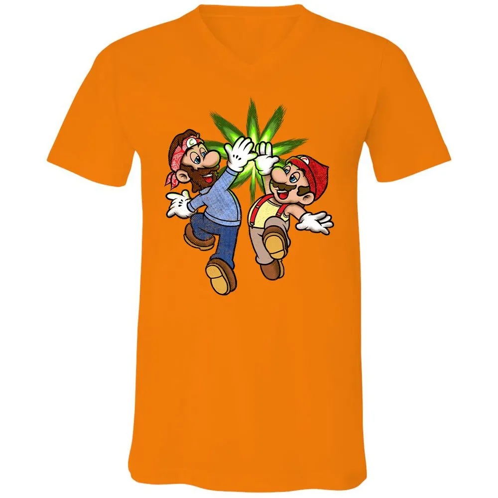 Unisex V-Neck T-Shirt - HKUP1CQE - Orange - 11
