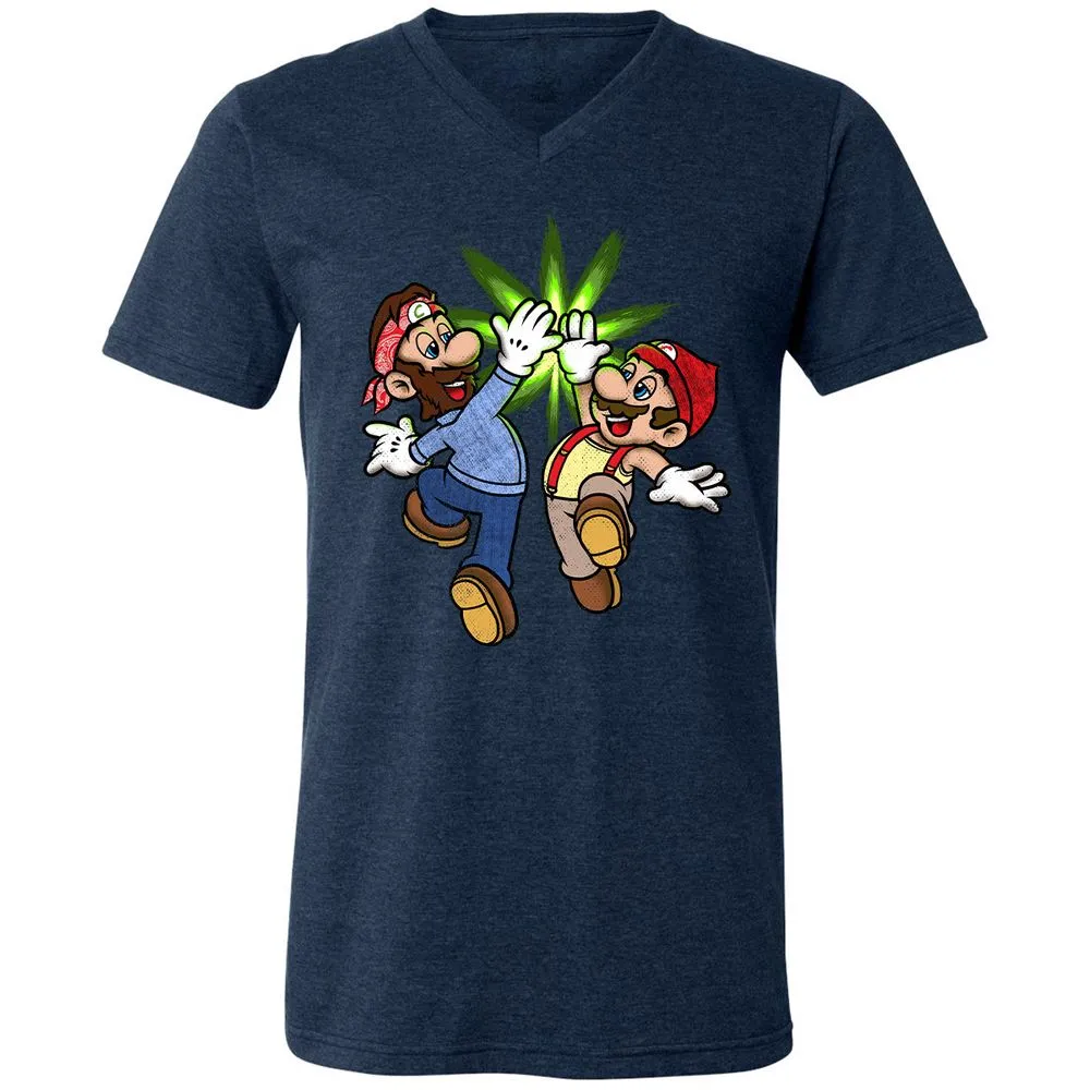 Unisex V-Neck T-Shirt - HKUP1CQE - Heather Navy - 15