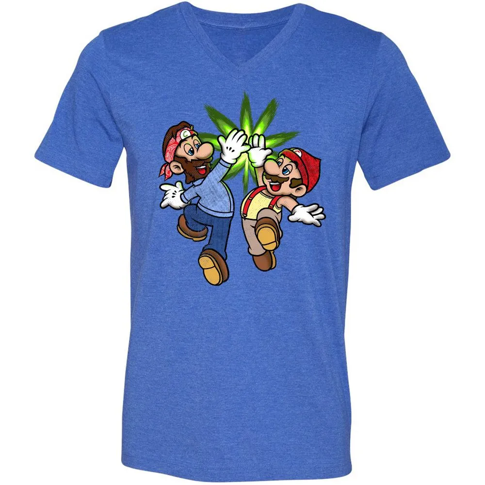 Unisex V-Neck T-Shirt - HKUP1CQE - Heather True Royal - 14