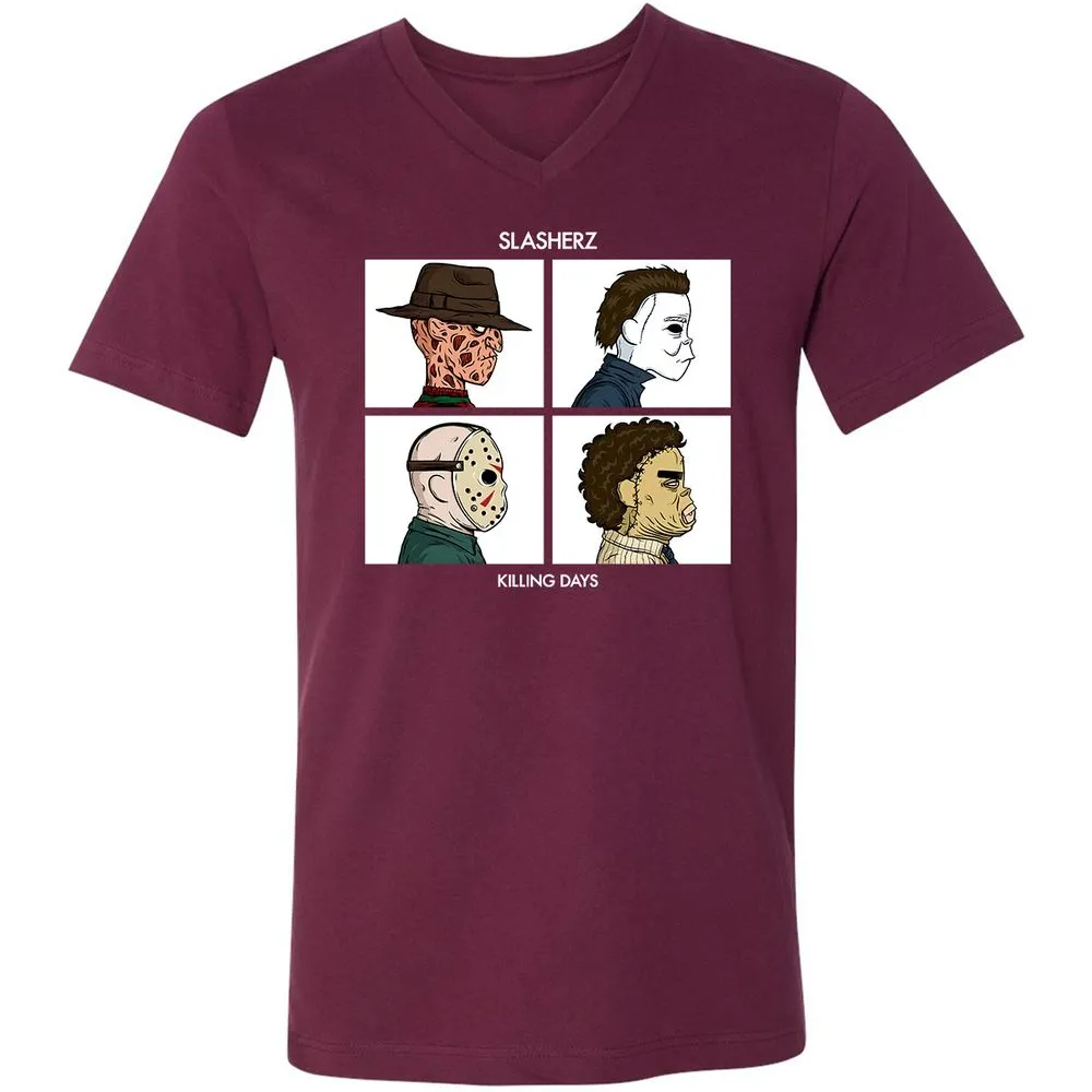 Unisex V-Neck T-Shirt - D9KU5CVK - Maroon - 6