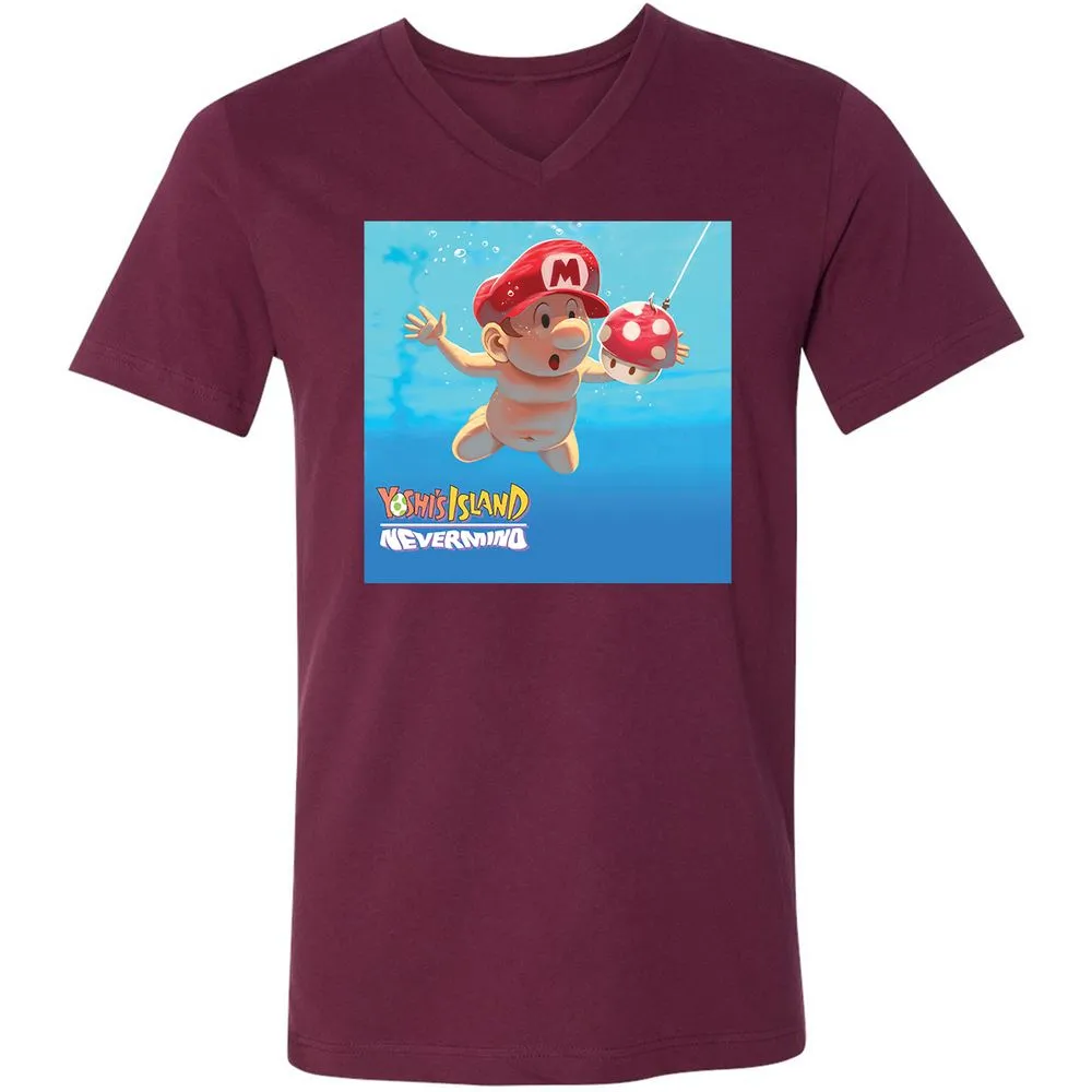 Unisex V-Neck T-Shirt - L7XCG5RH - Maroon - 6