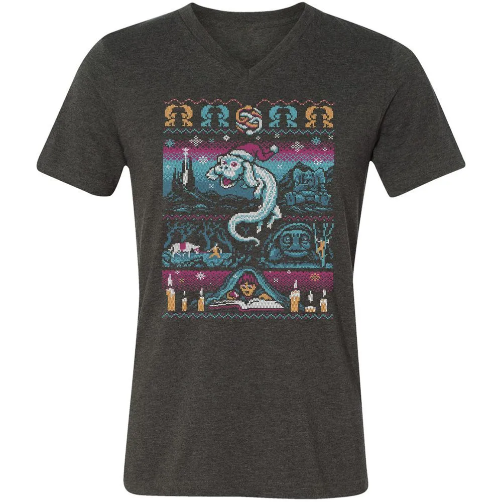 Unisex V-Neck T-Shirt - 9ZKDRY92 - Dark Grey Heather - 8