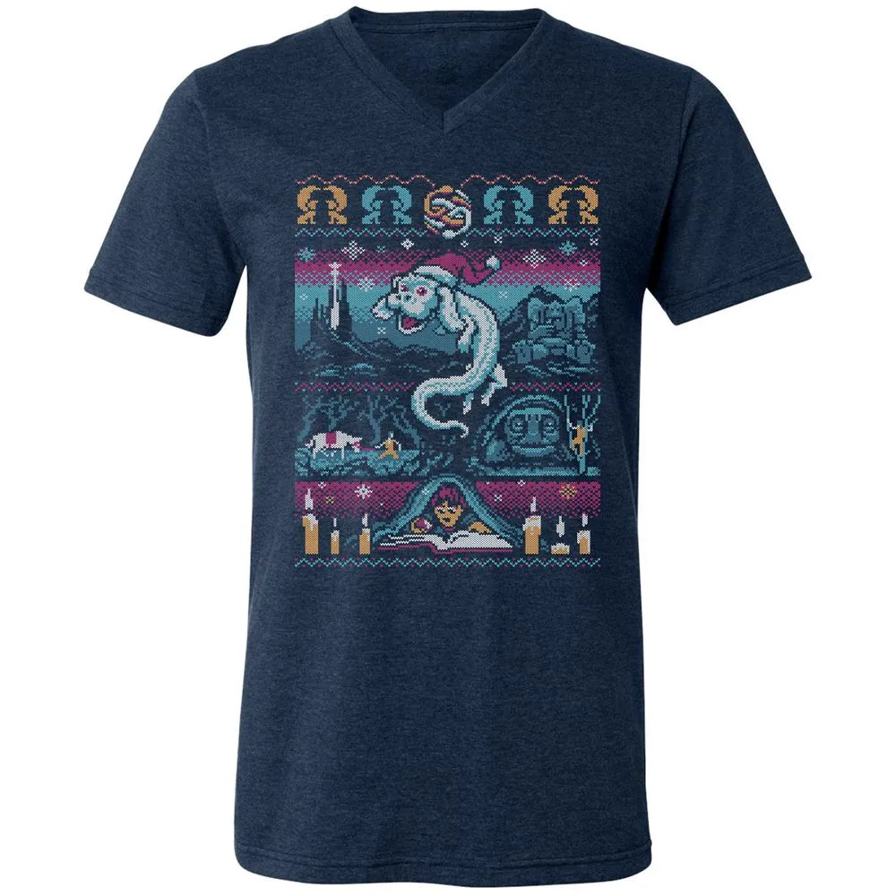 Unisex V-Neck T-Shirt - 9ZKDRY92 - Heather Navy - 15
