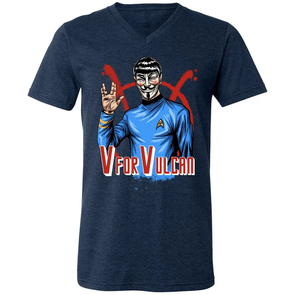 Unisex V-Neck T-Shirt - ZFHQZ5T9 - Heather Navy - 15