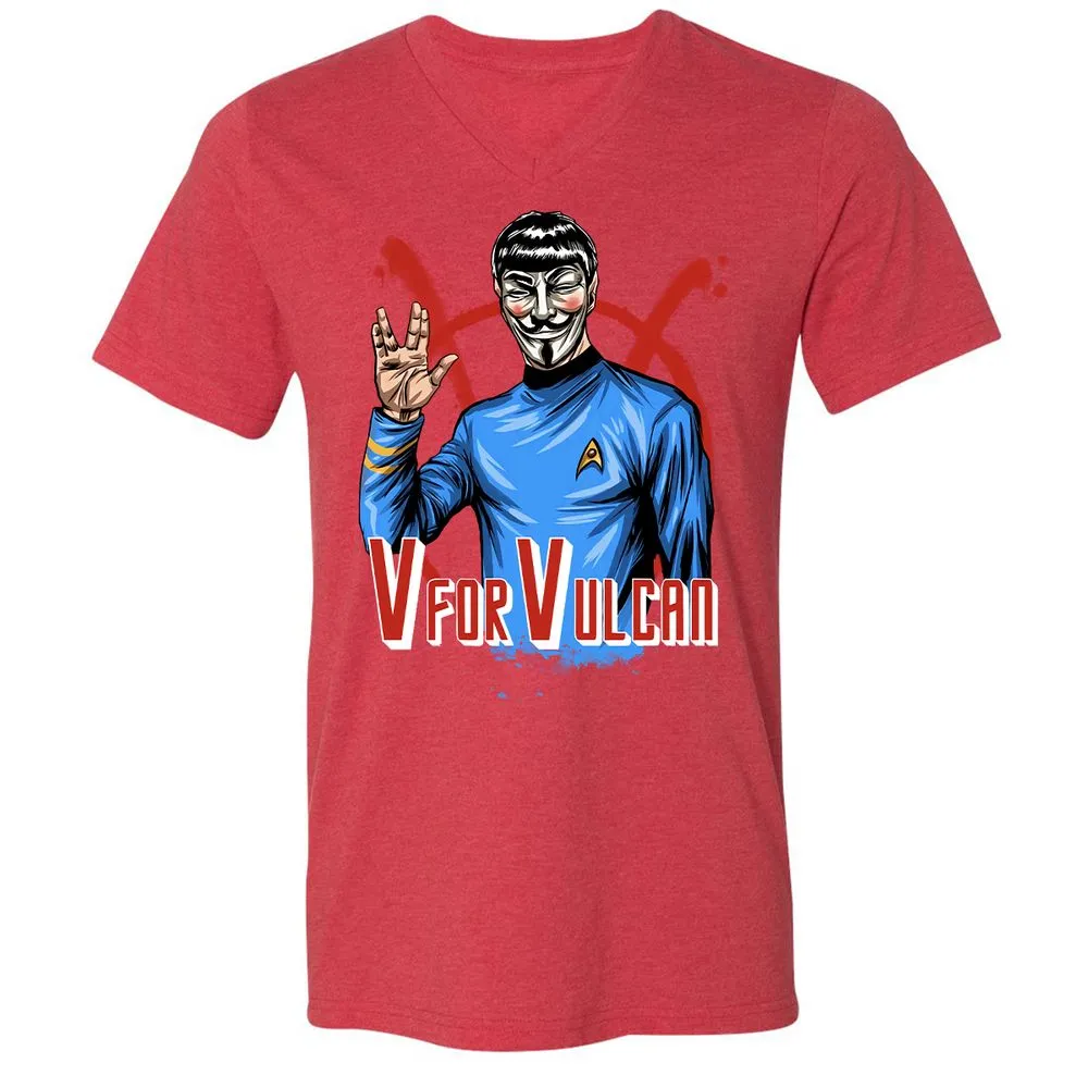 Unisex V-Neck T-Shirt - ZFHQZ5T9 - Heather Red - 16