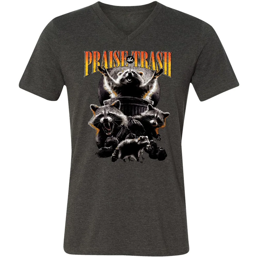 Unisex V-Neck T-Shirt - 14KXGNQQ - Dark Grey Heather - 8