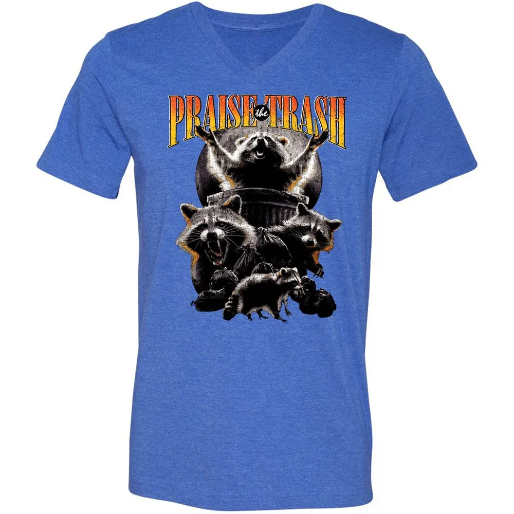 Unisex V-Neck T-Shirt - 14KXGNQQ - Heather True Royal - 14